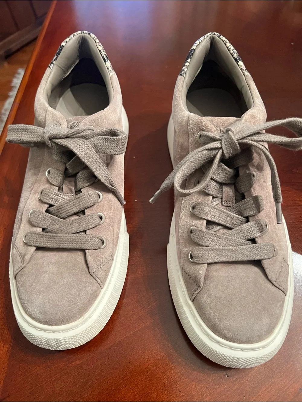 Vince Taupe Suede Low-Top Sneakers